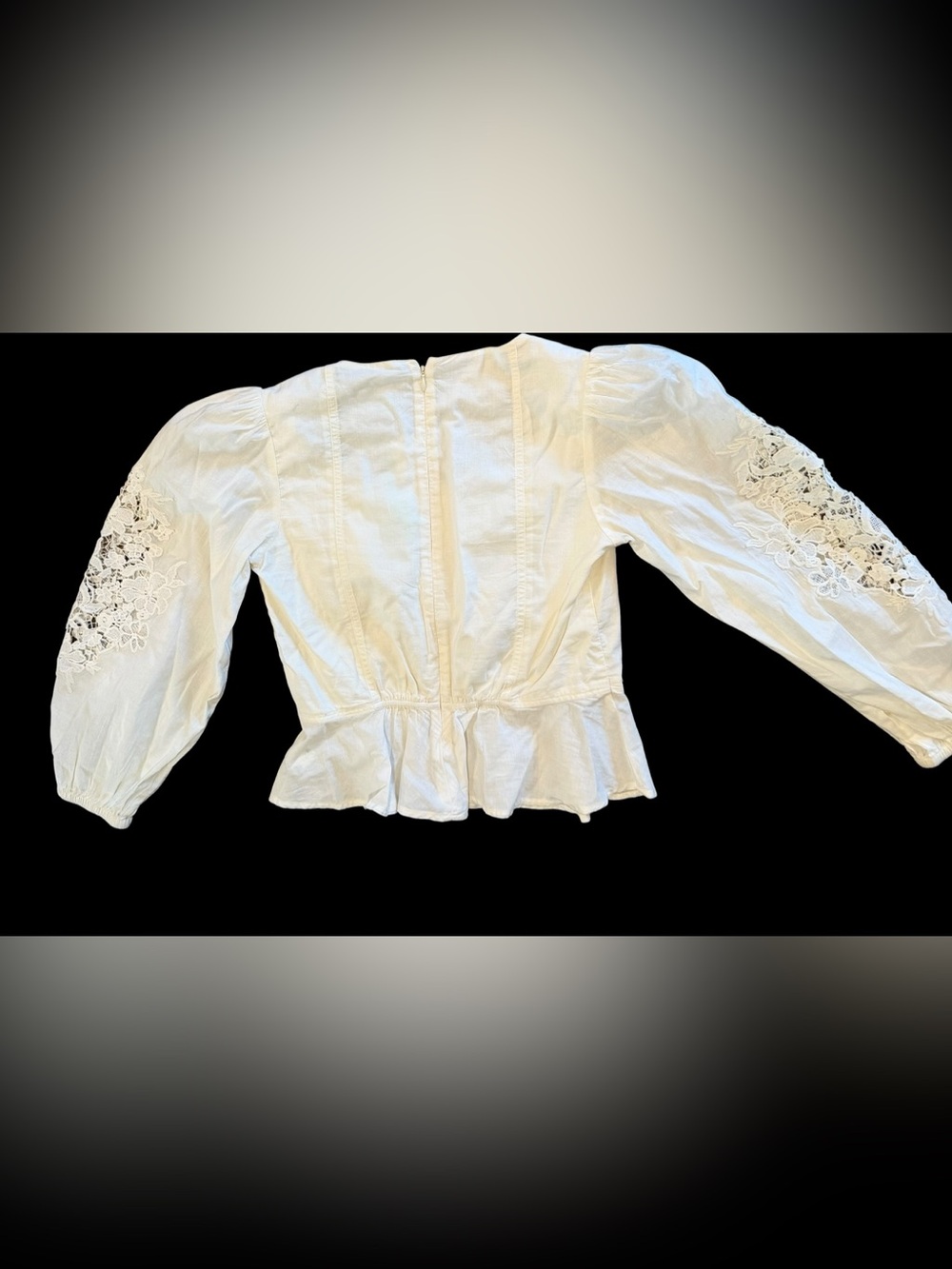 Sam Edelman Lainey Lace Sleeve Peplum Top Cotton Blouse NWT Size XS - Picture 6 of 12